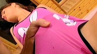 Glamour brunette Katerina begs for love rocket